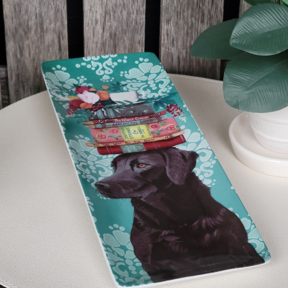 Greenbox Art & Culture Turquoise Floral Labrador Womens Best Friend Plate - Picture 5 of 14